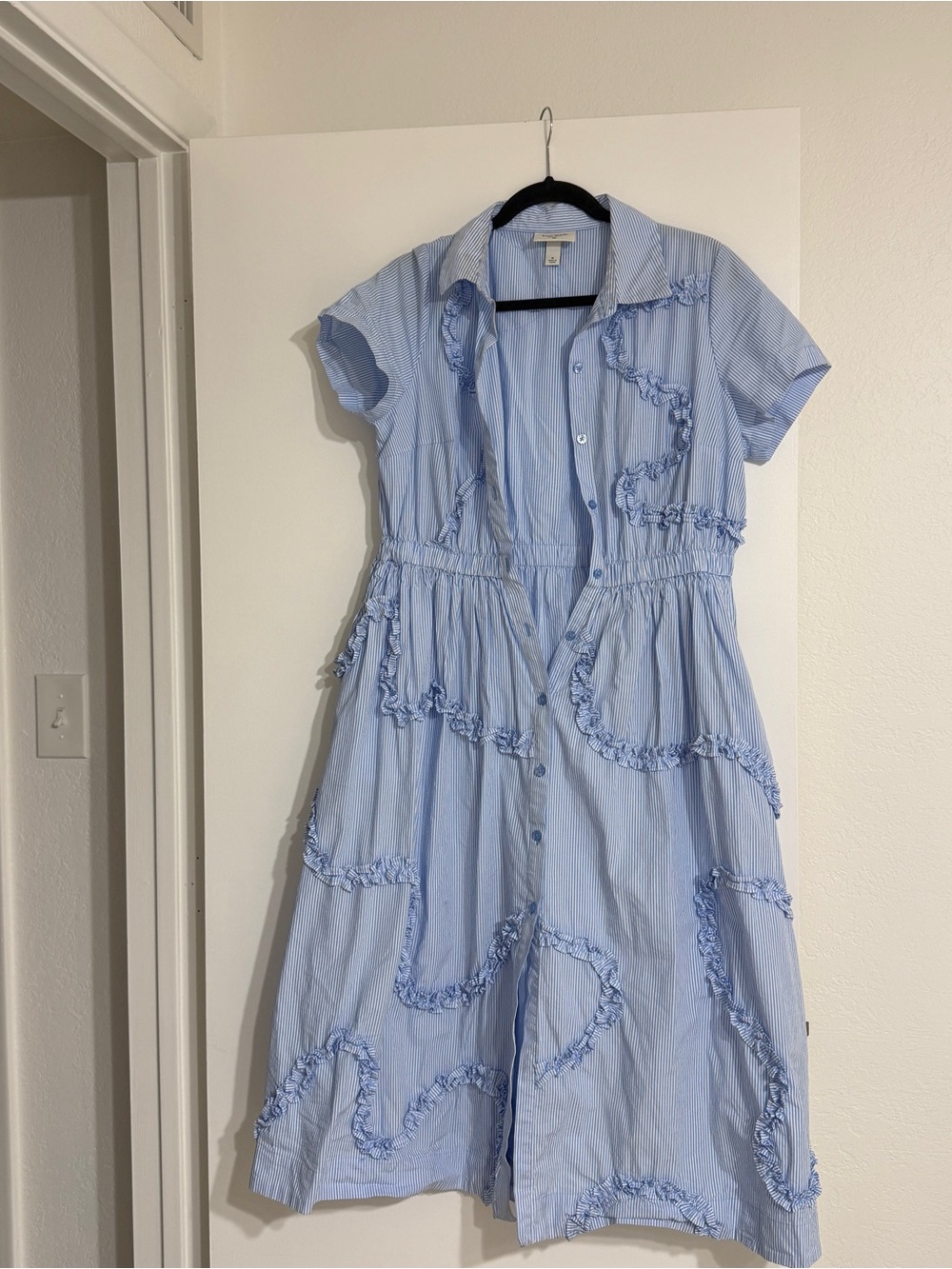 Kate spade for target Light Blue Striped Ruffle Shirt Dress m